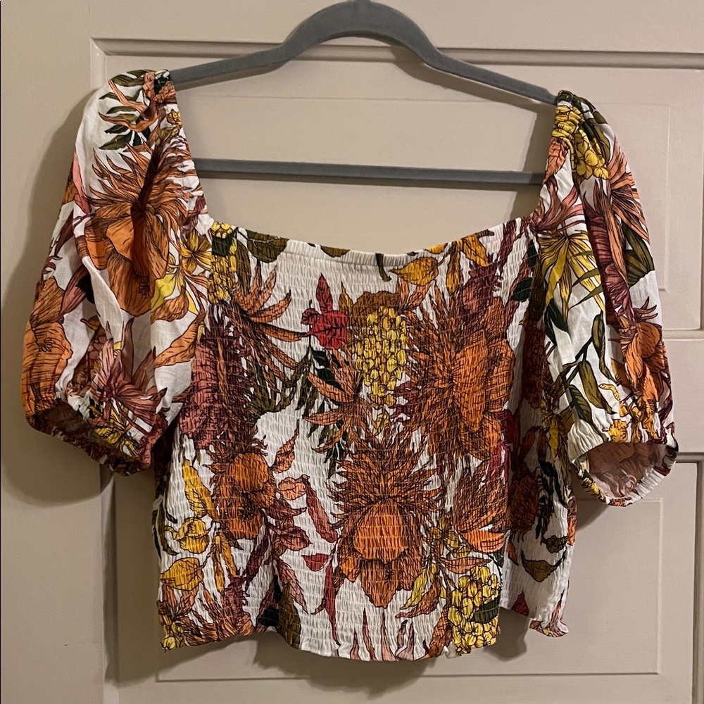 Floral Smocked Puff Sleeve Top